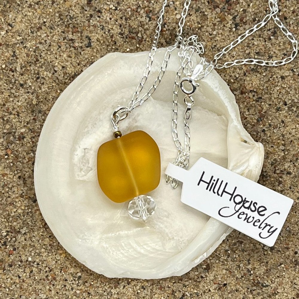 Gold Sea Glass Nugget Necklace - Picture 2 of 2